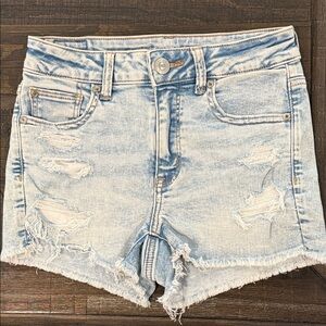 American Eagle Next Level Stretch Denim Shorts Hi-Rise Shortie Distressed 4